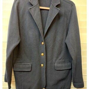 Y2K Ralph Lauren Blazer Womens XL Navy Gold Buttons Wool Blend Jacket